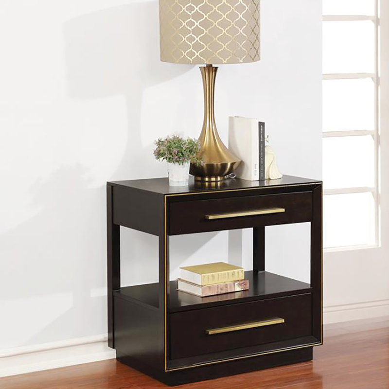 Table de chevet moderne 2 avec couleur poivre fumé et espace de rangement supplémentaire pour une chambre à coucher pratique et élégante