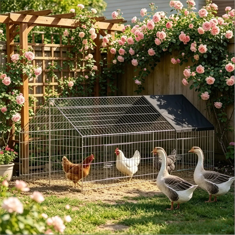 Cage à poulailler cage à petits animaux, H 29,51 po x l 70,91 po x P 29,51 po, Noir / argenté