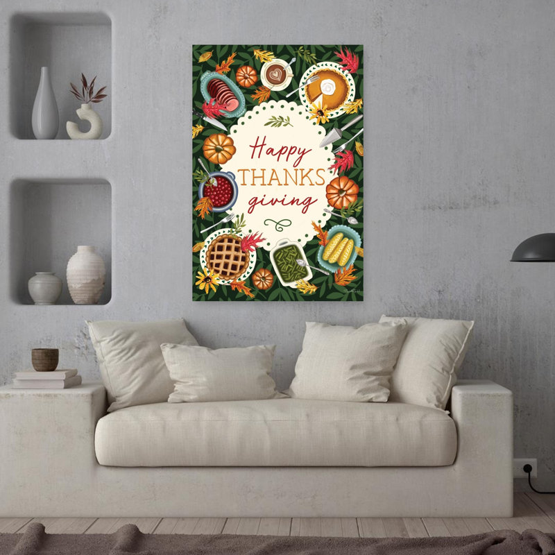 Happy Thanksgiving Table, art contemporain, H 36 po x l 24 po