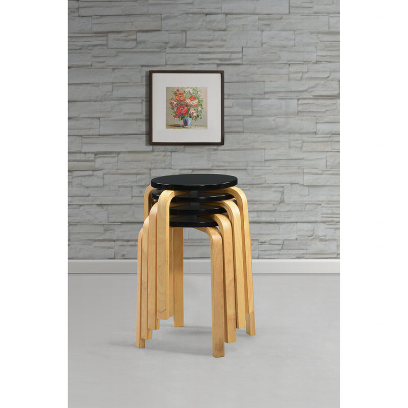 Ruben Wood Accent Stool, Black