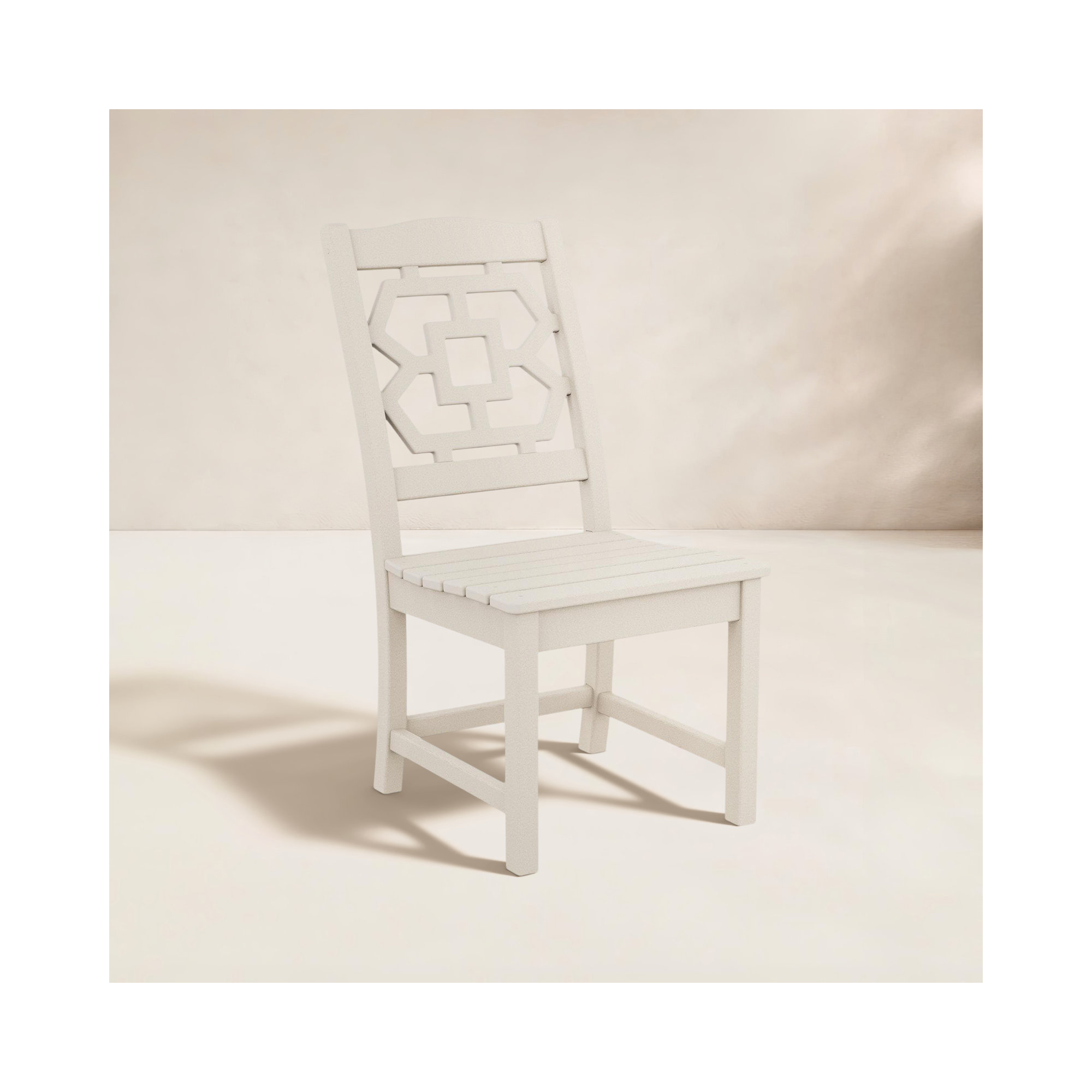 Chinoiserie Outdoor Dining Side Chair, Sand