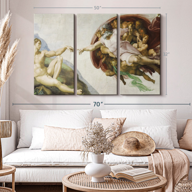 "La création d'Adam" sur toile, H 32 po x l 50 po x P 1,25 po