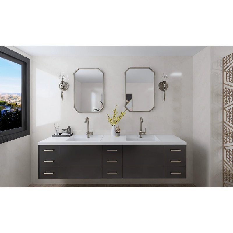 Meuble-lavabo double 87,5 po Richmond, prêt à installer, Ardoise cristal
