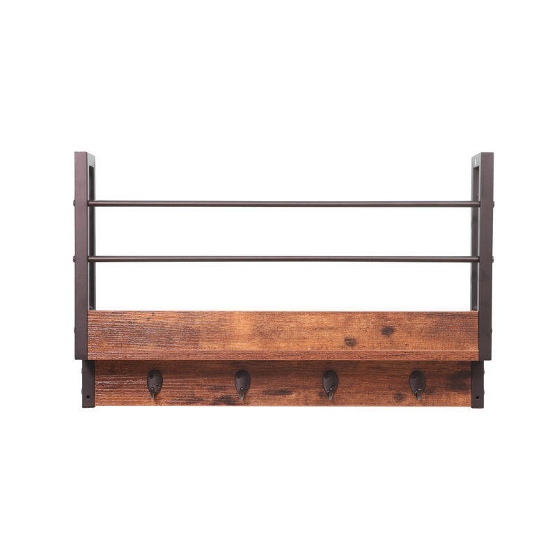 Ericmichael Entryway Shelf - Decorative Hook Shelf for Storage, Brown, Set of 1