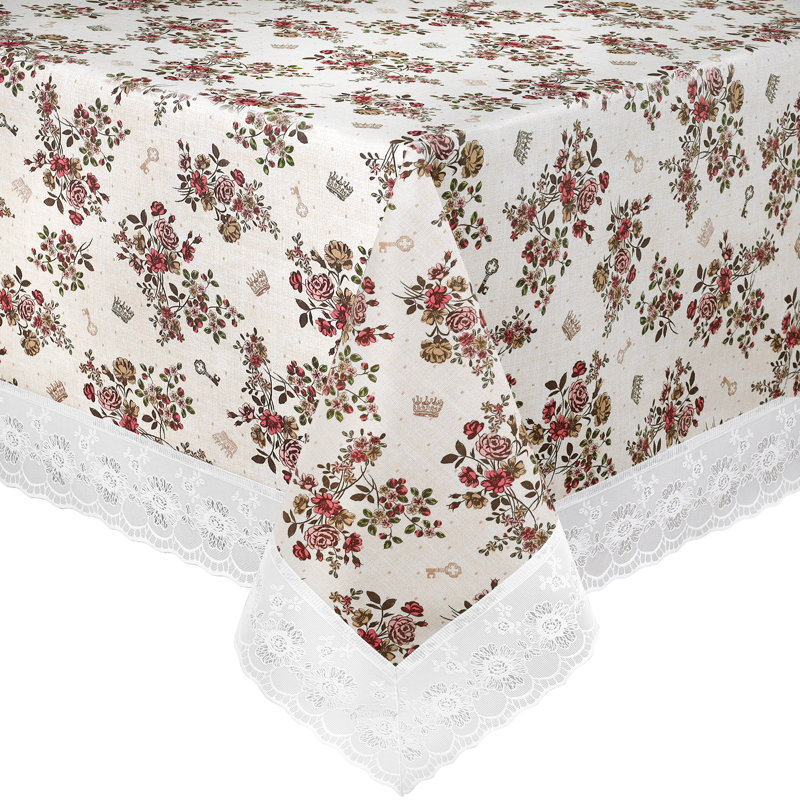 Katica Rectangle Floral Plastic / Acrylic Tablecloth, 78″ L x 55″ W