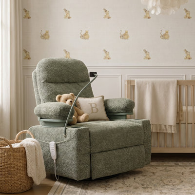38.2" Power Swivel Nursery Glider With HugAssist Armrest,  Usb Charge & Baby-Safe (BPA-Free)
