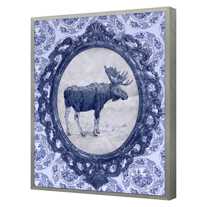 Toile Moose Print by THE Studio, Silver Framed, 20" H x 15" W 
