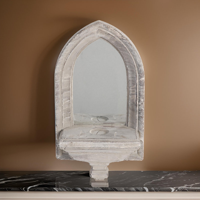 Aiva Wood Flat Wall Mirror with Shelves