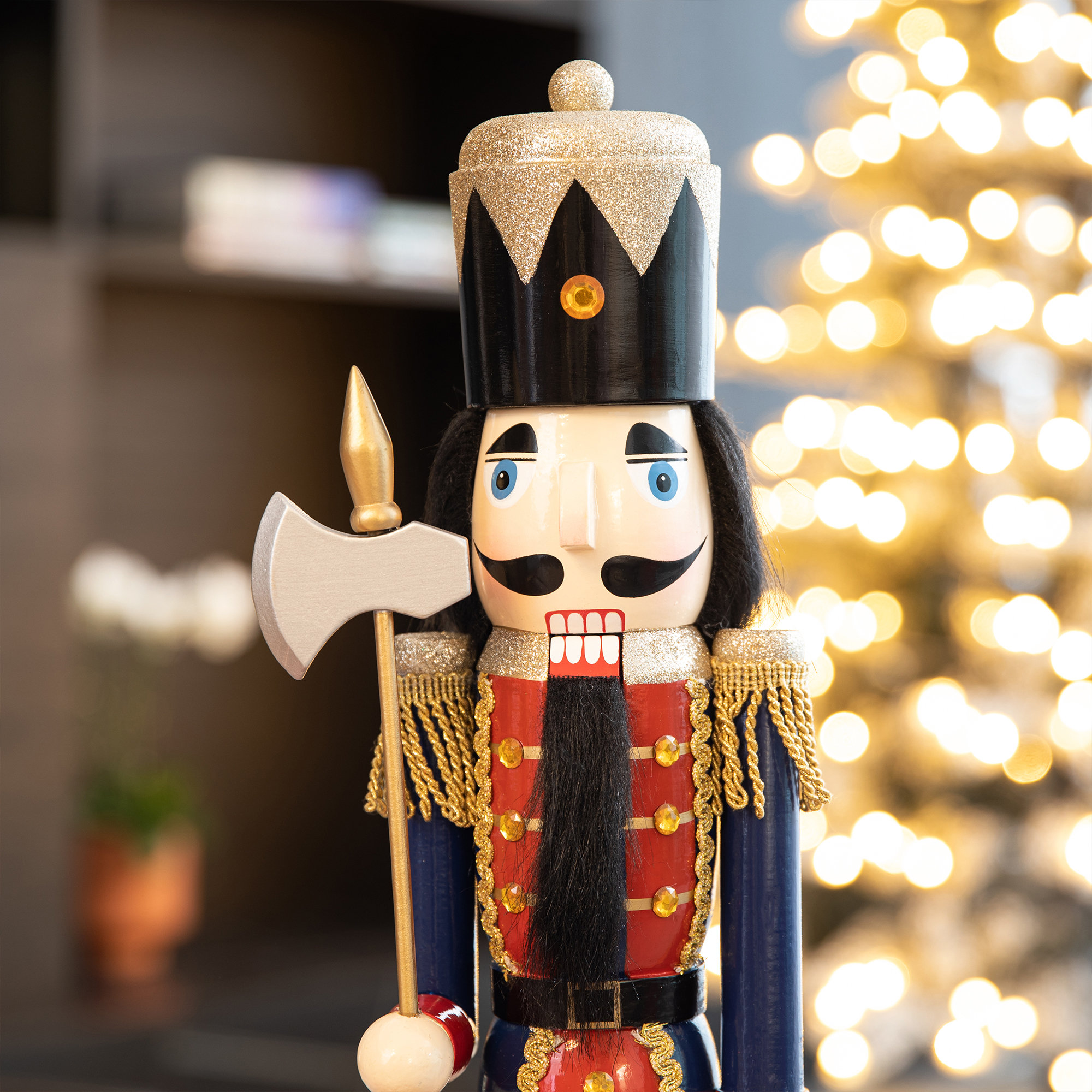 Wooden Christmas Soldier Nutcracker, 24" H x 5.25" W x 4.5" D
