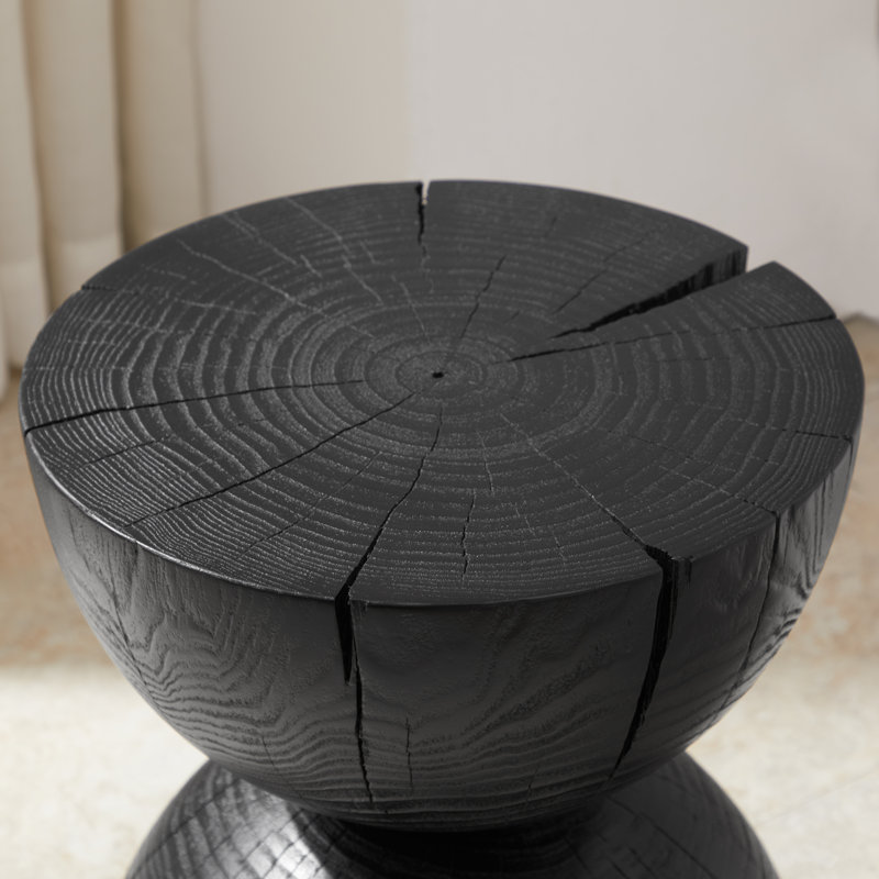 Solid Pine Wood End Table, Black