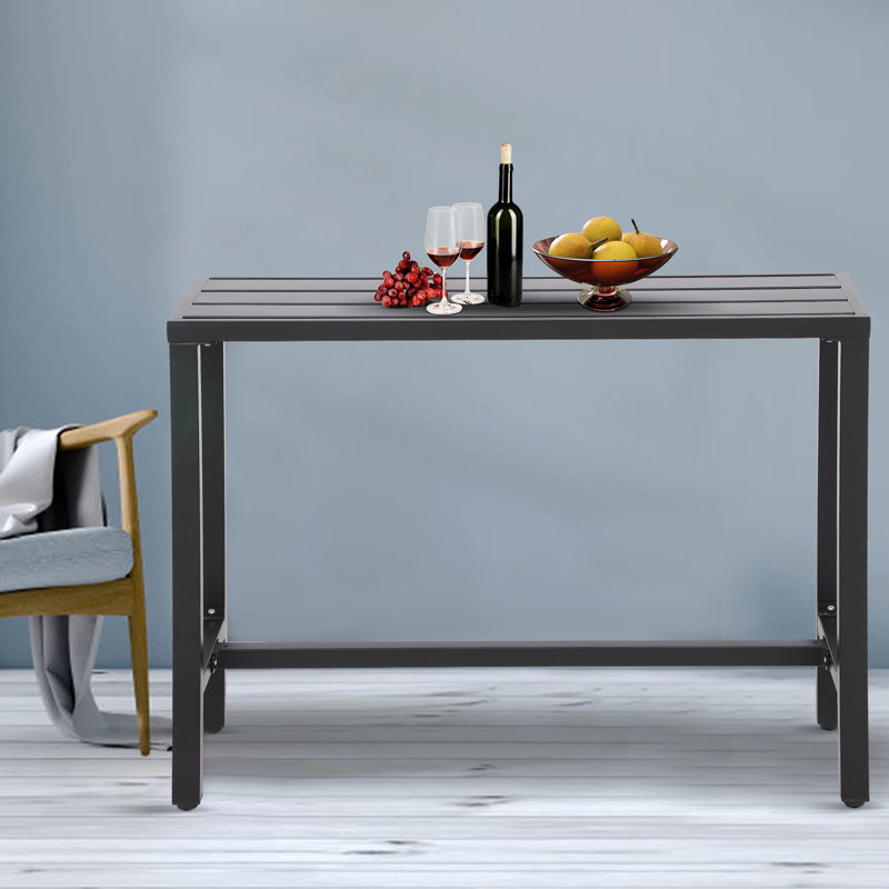 Counter Height 36.97'' Iron Bar Table, 15.6" W x 62.99" L, Black
