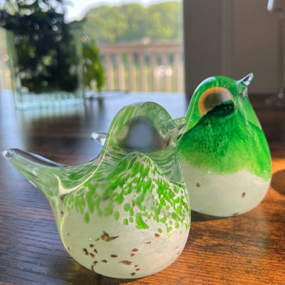 2 Piece Blown Glass Bird Figurine Set