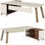 Bureau double caisson en L de 78,7 po avec classeur GrainHaven - poste de travail moderne avec tablettes et tiroirs de rangement, bureau d'ordinateur en noyer et blanc pour le bureau personnel