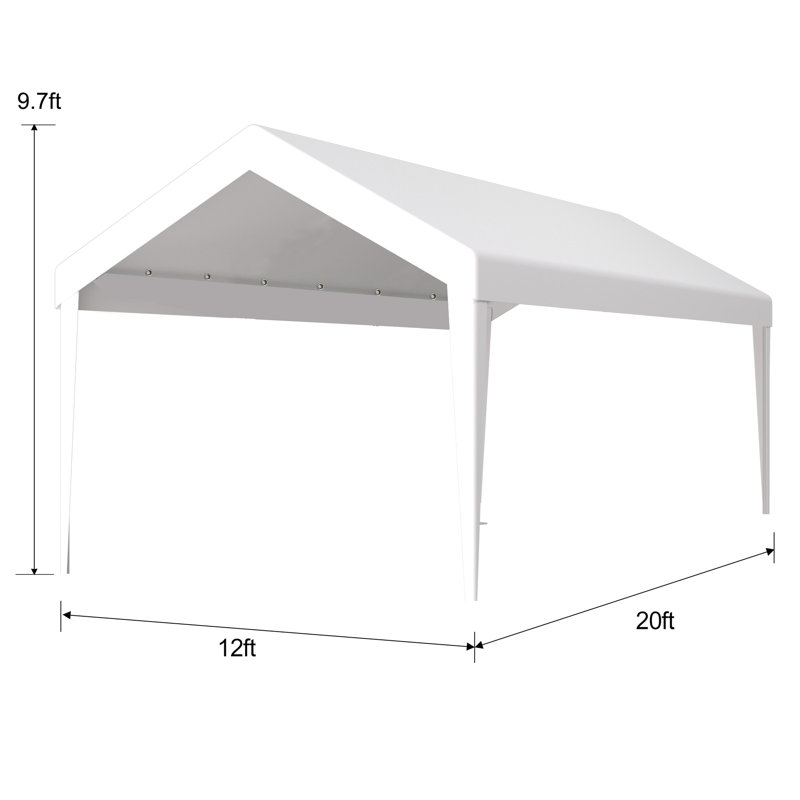12X20ft Carport Canopy Replacement Tarp - Waterproof 76 Elastic Buckles White Garage Shelter Protected Cover, White