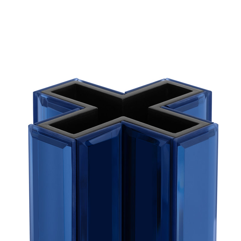 Irmfried X-Shaped Handmade Blue Glass Table Vase, Blue