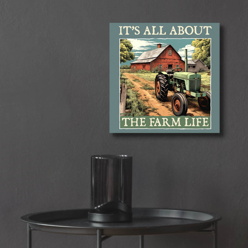 Art mural en verre épique «Farm» par Jim Baldwin, 12 po x 12 po