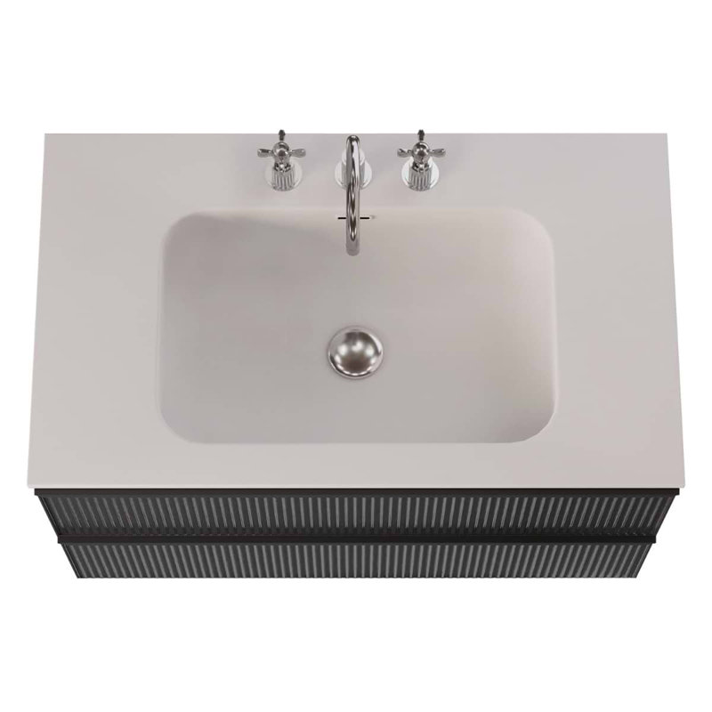 Astor 42" Single Vanity With Integrated White Solid Surfacetop, Black, 36"
