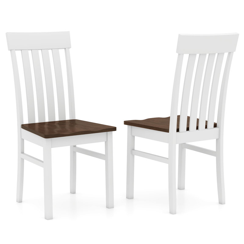 45cm H Solid Wood Side Chair, Brown/White