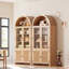 Armoire de cuisine 71 "arquée avec rangement en bois à 6 tablettes avec porte en rotin et tiroir
