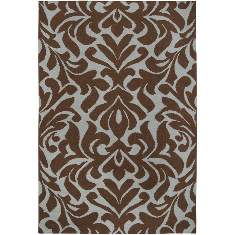 Tapis chocolat en laine tissé à la main Maywood, Rectangle 3 pi 6 po x 5 pi 6 po