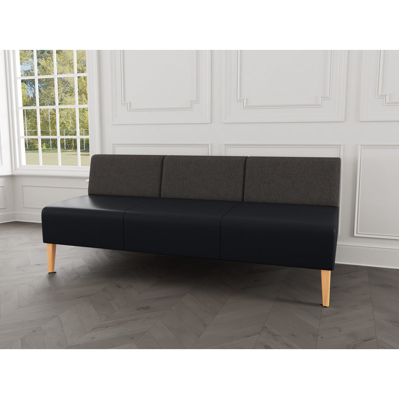 Canapé sans accoudoirs Luxe Lounge, Fumée Archetype / noir Modena, Bois naturel