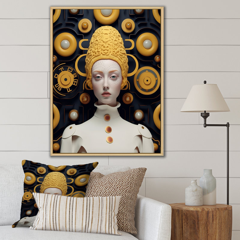 Sci-Fi Grace, portrait d'une femme futuriste I, H 32 po x l 24 po x P 1 po, Cadre naturel flottant