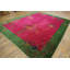 Tapis vert antique, mauve en laine, vert moyen, art déco
