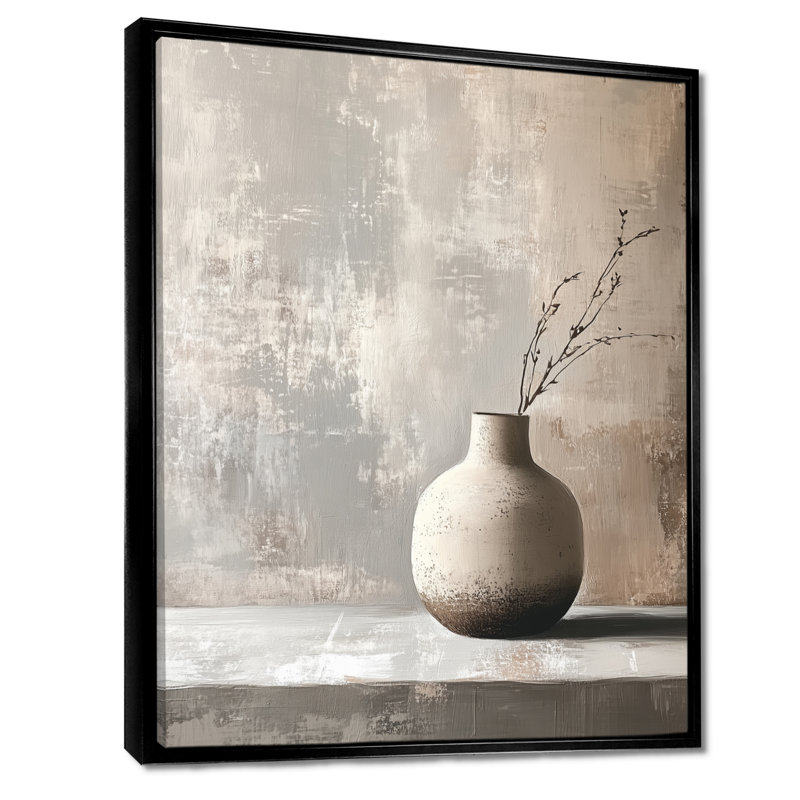 Décoration murale artistique moderne en forme de pot moderne III, H 20 po x l 12 po, Cadre flottant noir