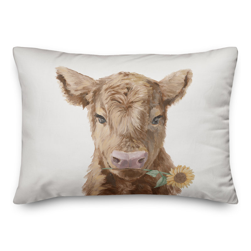 Coussin intérieur / extérieur Baby Highland Cow, H 14 po x l 20 po, Rectangle