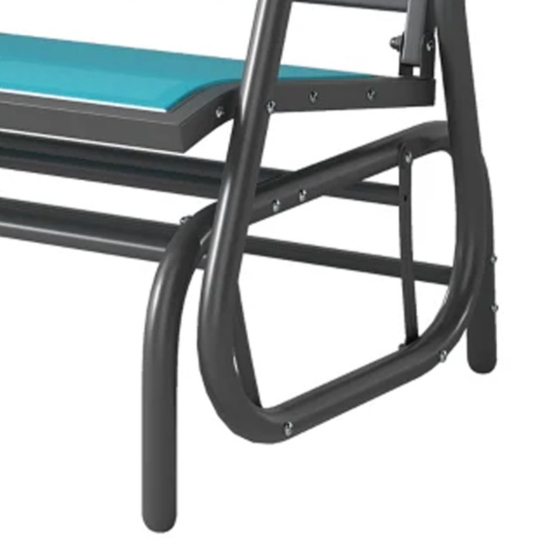 Banc de patio coulissant avec mouvement coulissant en douceur, Bleu/gris