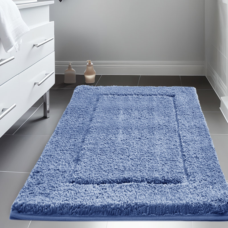 Super Soft Thick Plush Tufted Bathroom Rug, Blue, 17" W x 24" L