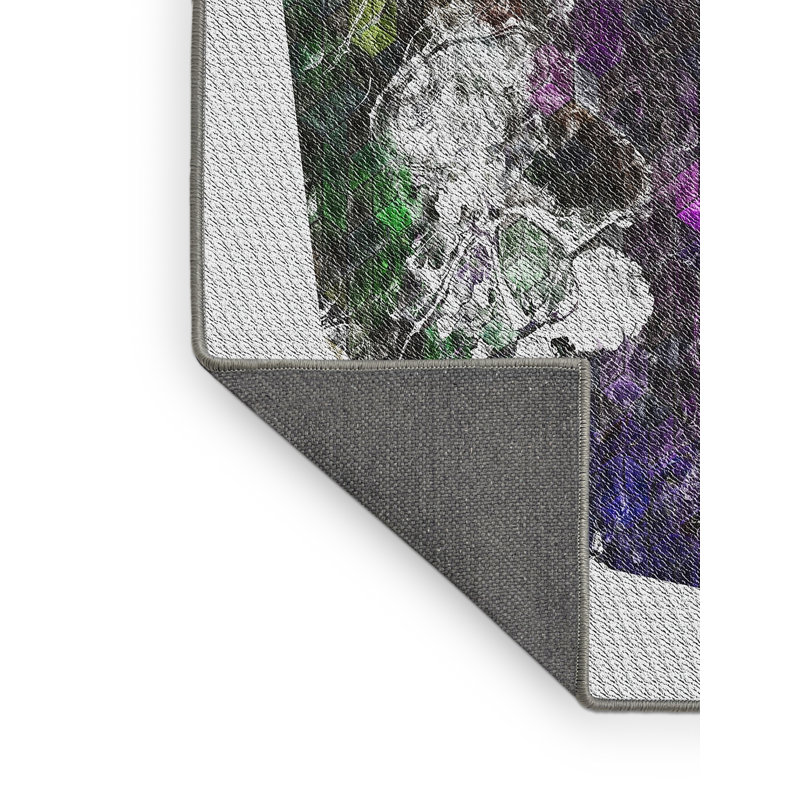 Tapis gris/vert à motifs, Rectangle 4 pi x 6 pi