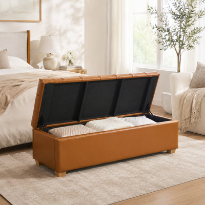 Classic Minimalist Padded Rectangular Storage Footrest for Living Room and Guest Room