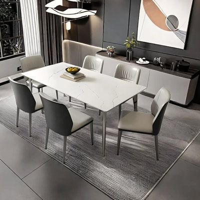 Carbon steel chair and stainless steel stone table