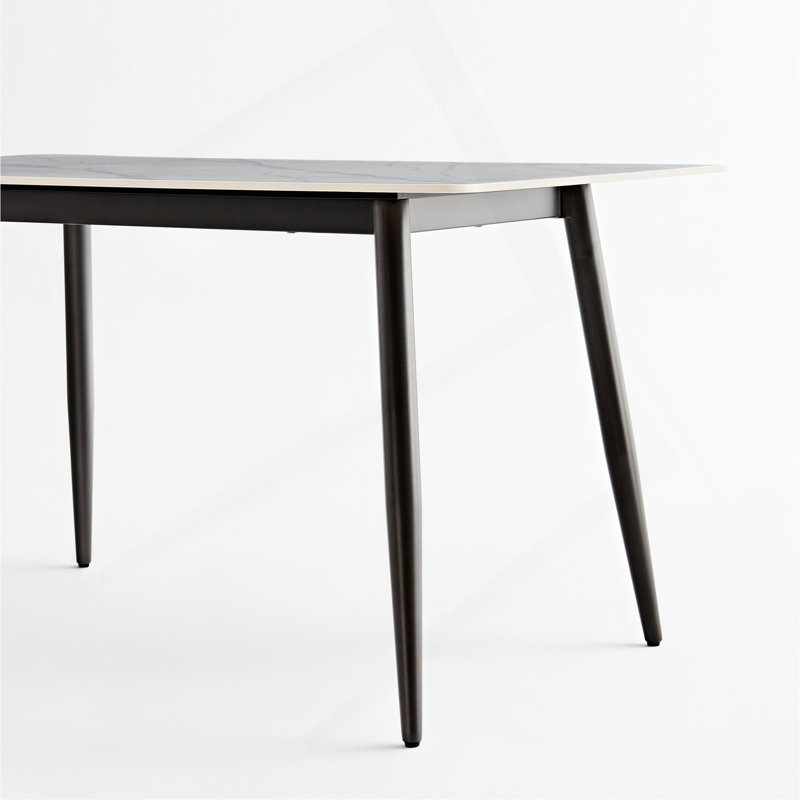 Grande table de salle à manger moderne en pierre avec base métallique solide, H 29,52 po x L 62,99 po x l 33,46 po