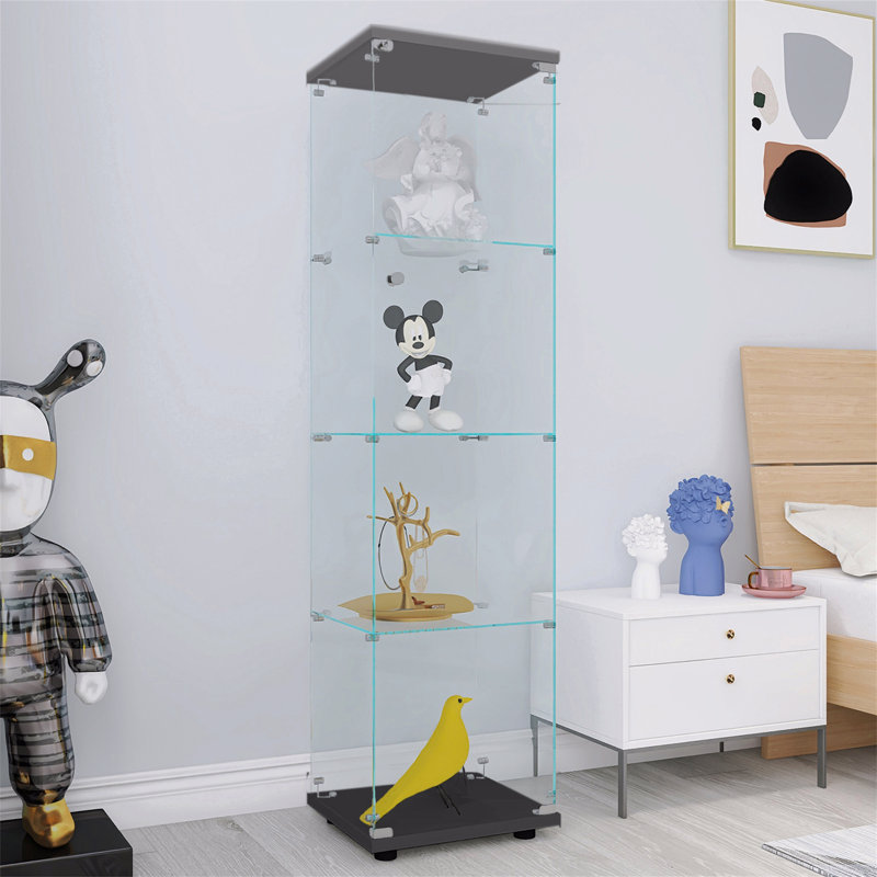 Vitrine en verre avec 4 portes et 4 tablettes, Black