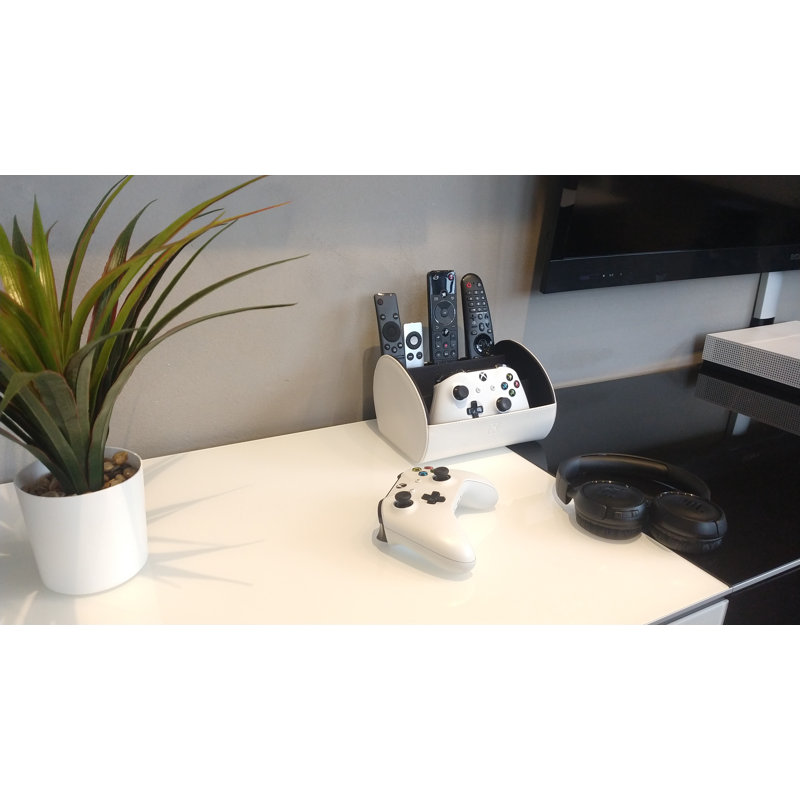 Faux Leather Desk Organiser, White