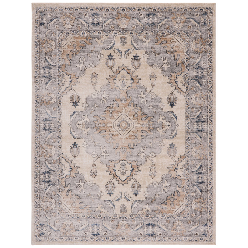 Elegant Gray Synthetic 4' x 6' Hand-Knotted Area Rug