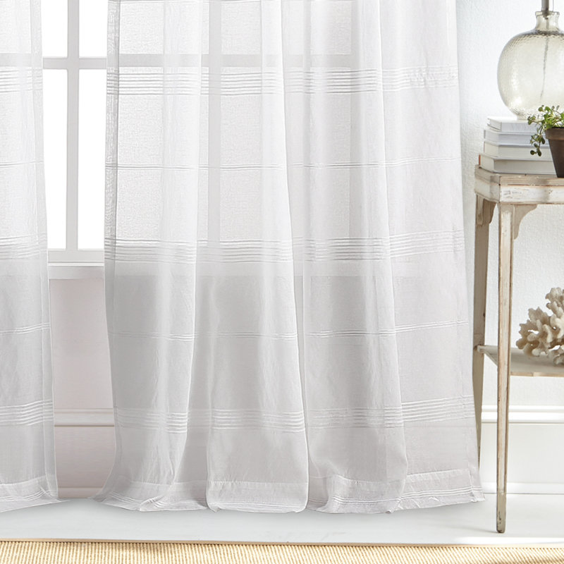 Delicate Striped Rod Pocket Curtain Panels, 50" W x 95" L, White