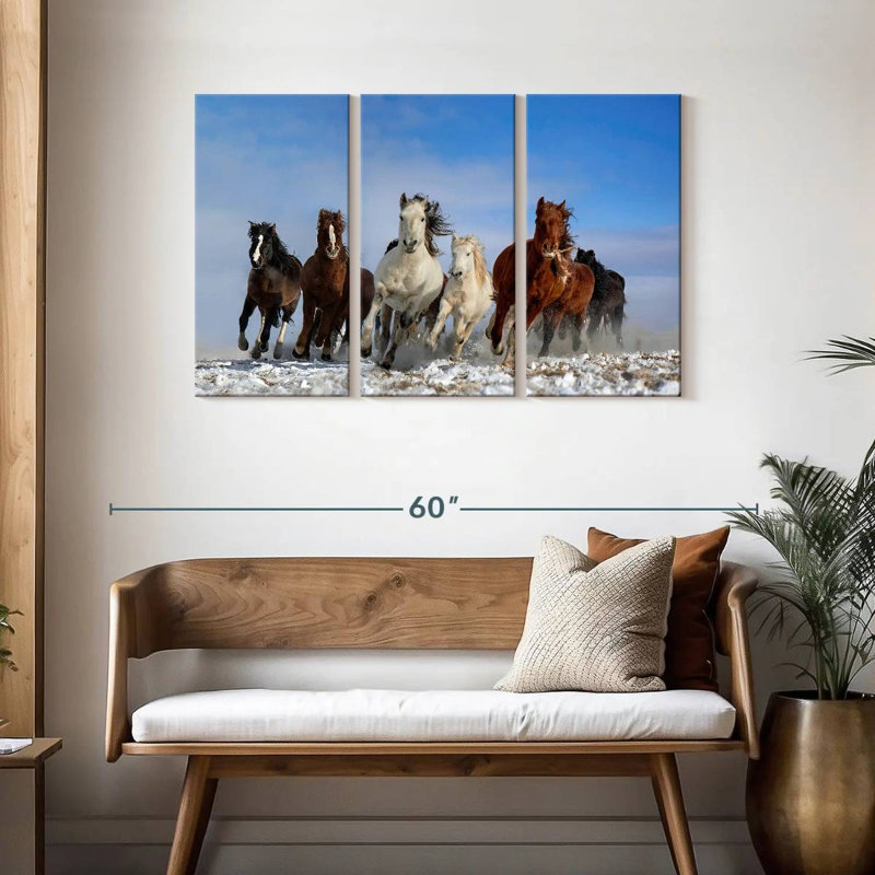 Brampt, chevaux de Mongolie, H 28 po x l 45 po