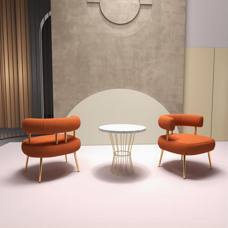 Maybrie Upholstered Armchair, Orange Polyester Blend