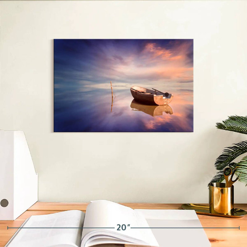 Bateau Mehar, reflet du coucher du soleil, H 8 po x l 12 po
