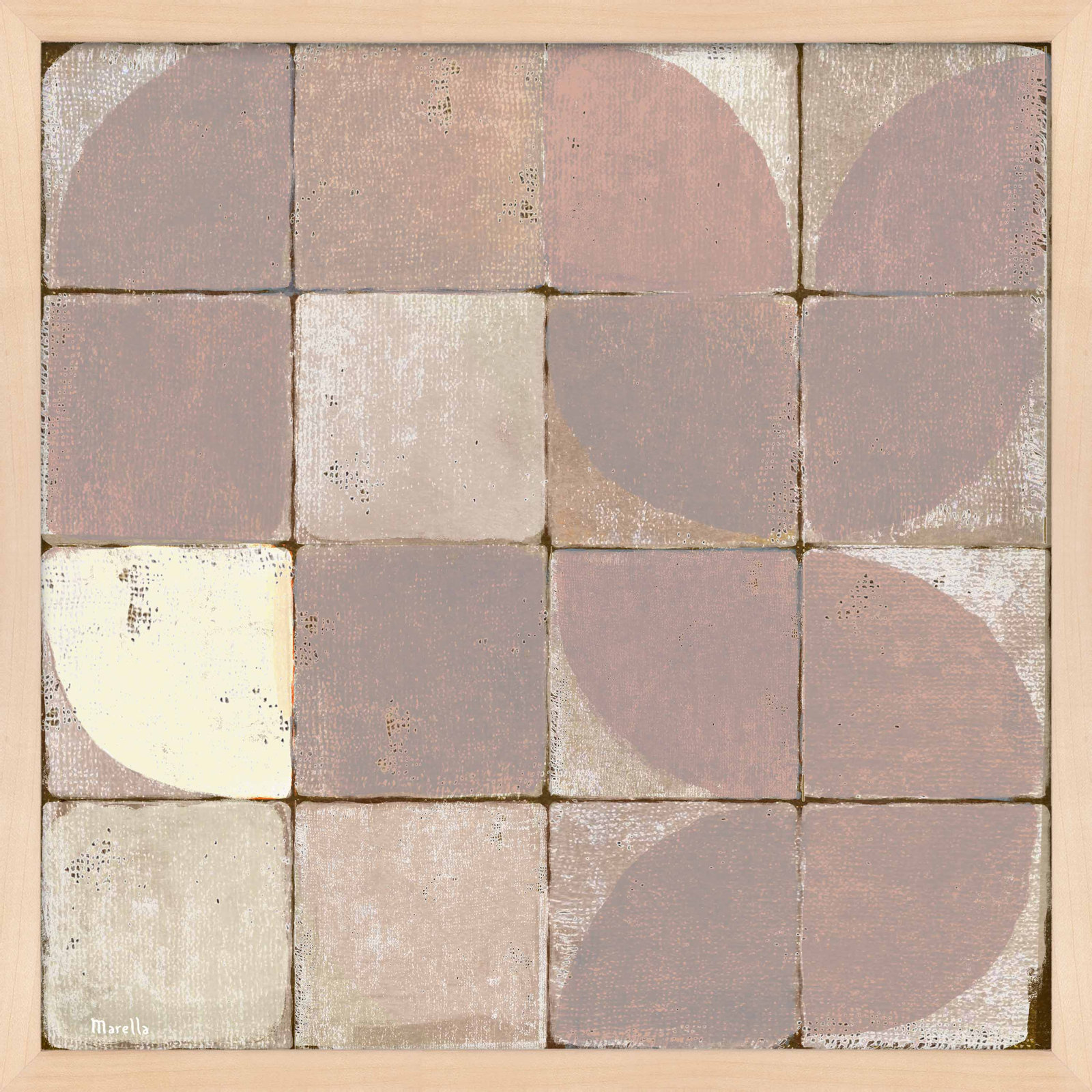 Tiles 3 by Marco Marella for Studio M - Framed Wall Art, 36" H x 36" W, Paper, Maple