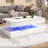39.4"W Lift Top Coffee Table with APP RGB LED Lights, USB & AC Charging Station, Height Adjustable High Gloss Storage Table-607341677-607341674