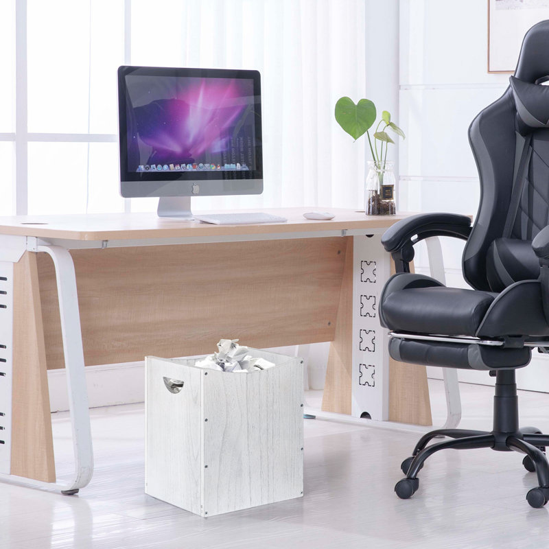 Poubelle en bois rustique Gallon, Blanc