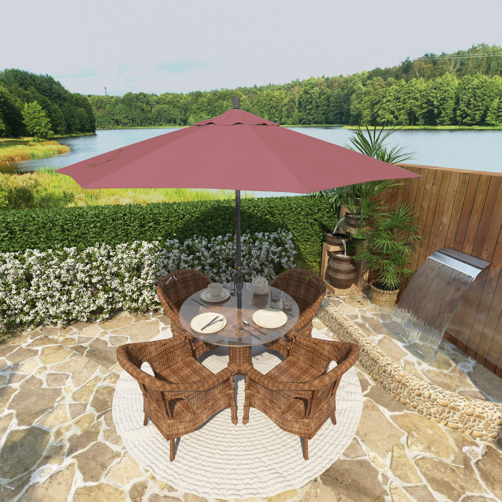 Lexia 90'' Sunbrella® Outdoor Umbrella, Canvas Hot Pink Sunbrella® Canvas