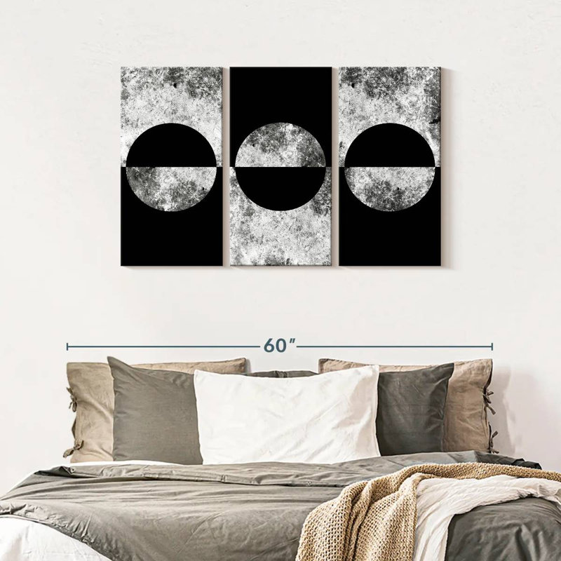 Impression sur toile à motif abstrait noir sur fond noir, H 28 po x l 45 po x P 1,25 po
