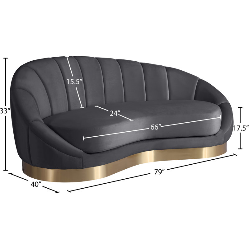 Shelly 79" Velvet Curved Loveseat, Grey Velvet