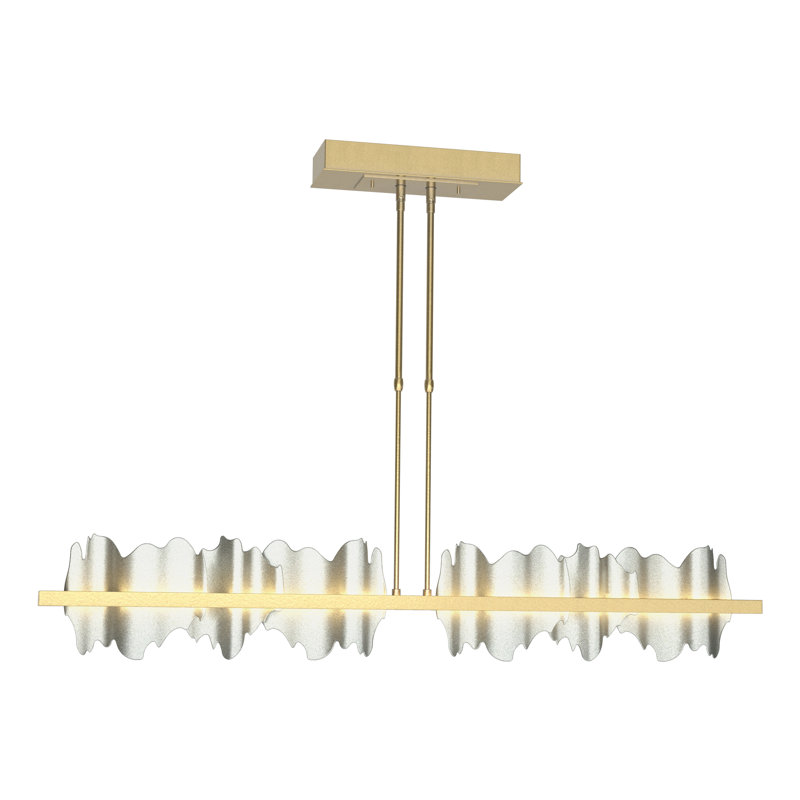 Luminaire suspendu linéaire unique à 1 lumière Hildene, Platine rétro, Laiton moderne