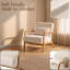 Chaise d'appoint moderne rembourrée avec accoudoirs en bois d'hévéa massif et revêtement en tissu doux-709261308